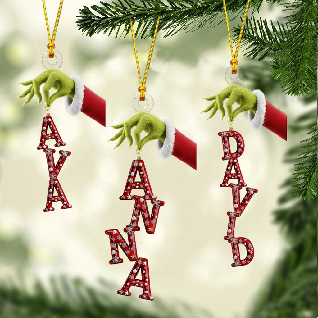 Fröhliche Grinchmas Namensschmuck - Personalisierte Stola, individuell geformter Weihnachtsschmuck