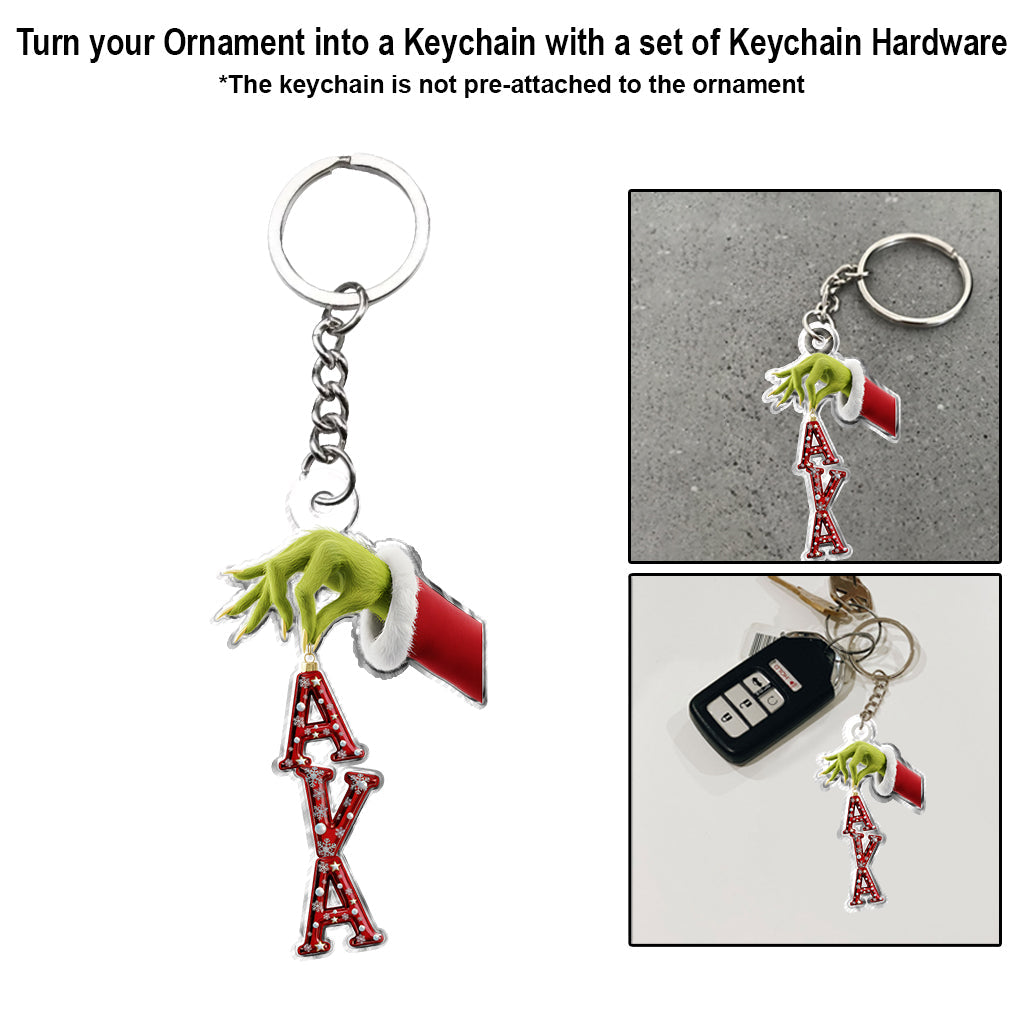 Fröhliche Grinchmas Namensschmuck - Personalisierte Stola, individuell geformter Weihnachtsschmuck