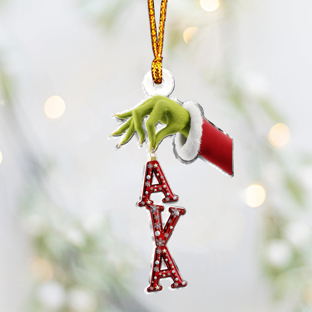 Fröhliche Grinchmas Namensschmuck - Personalisierte Stola, individuell geformter Weihnachtsschmuck