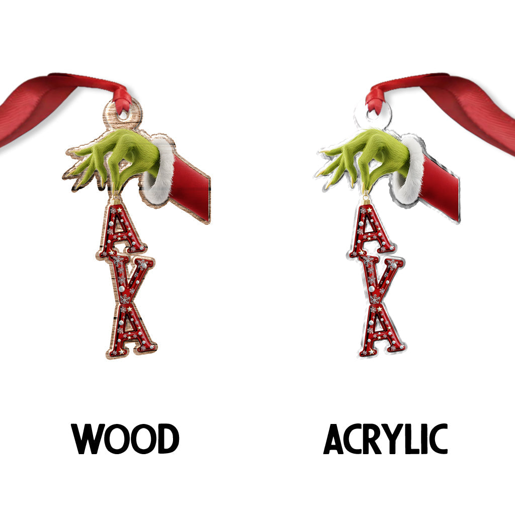 Fröhliche Grinchmas Namensschmuck - Personalisierte Stola, individuell geformter Weihnachtsschmuck