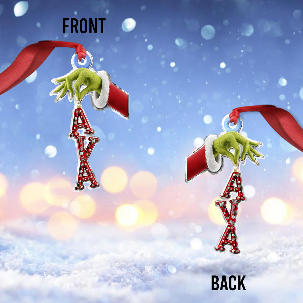 Fröhliche Grinchmas Namensschmuck - Personalisierte Stola, individuell geformter Weihnachtsschmuck