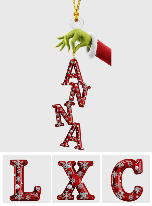 Fröhliche Grinchmas Namensschmuck - Personalisierte Stola, individuell geformter Weihnachtsschmuck
