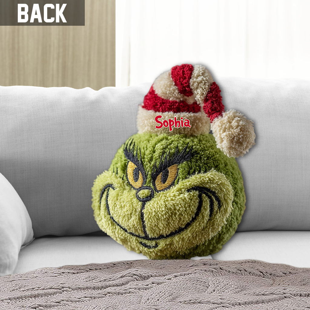 Cadeau de Noël Green Monster personnalisé avec n'importe quel nom - Coussin en forme d'étole de Noël personnalisé