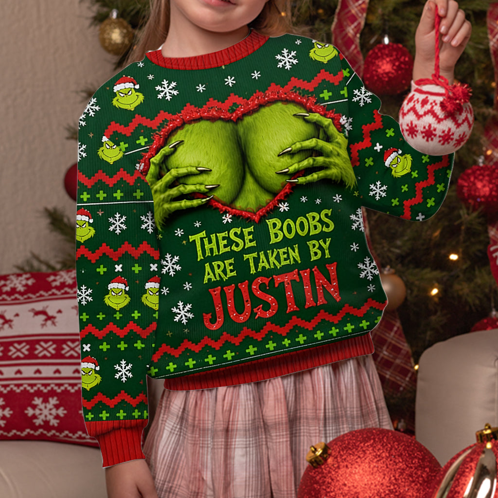 Green Monster, Naughty Christmas Gift - Personalized Stole Christmas Ugly Sweater