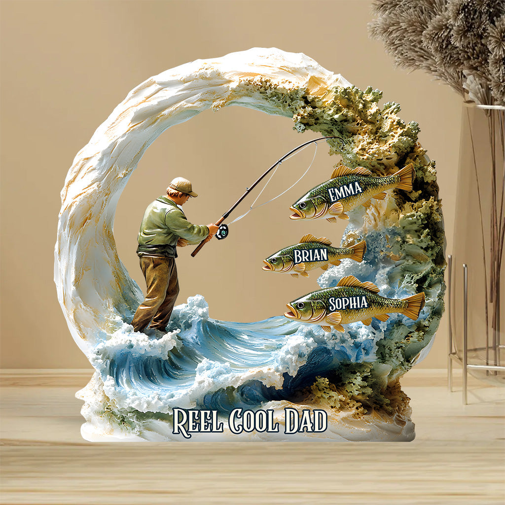Papa cool - Plaque acrylique personnalisée sur le thème de la pêche