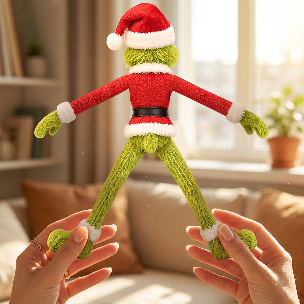 Funny Green Christmas Monster - Personalized Stole Christmas Posable Plush Doll