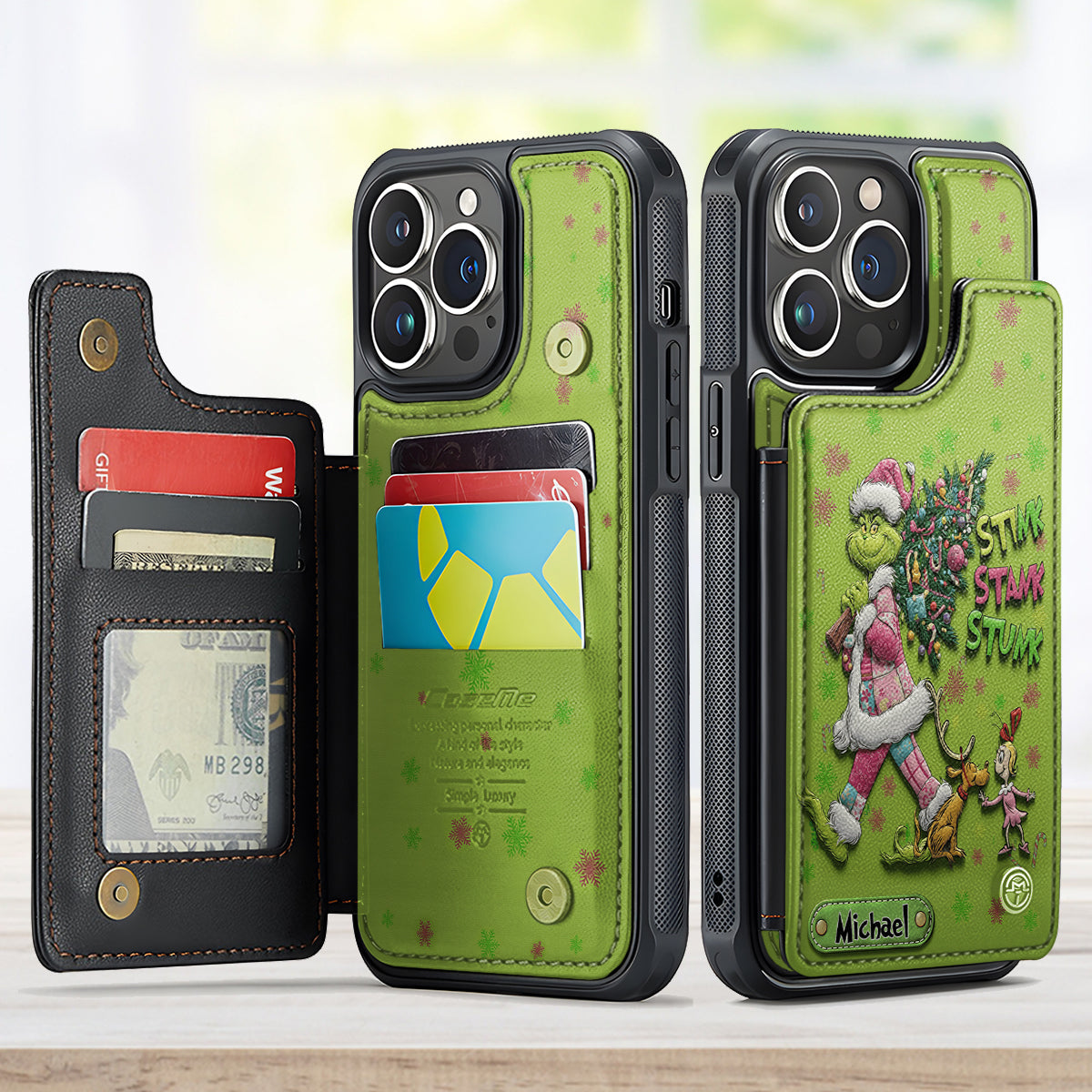 Merry Grinchmas - Personalized Stole Christmas Fully Printed Wallet Phone Case