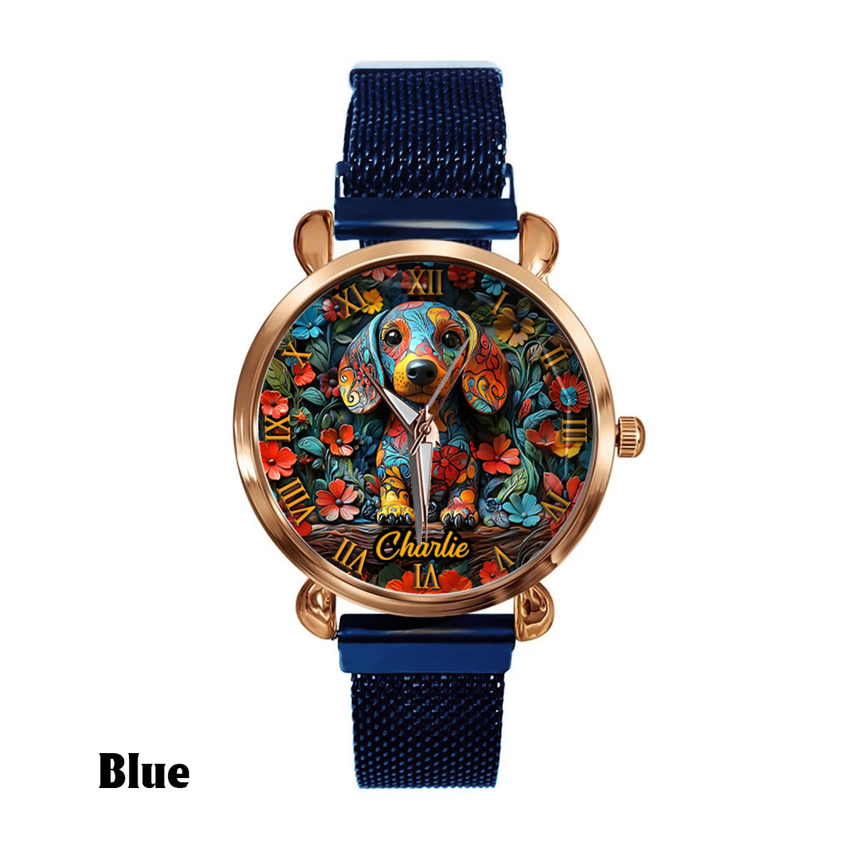 Amoureux des teckels - Montre-bracelet personnalisée pour femme avec un chien 
