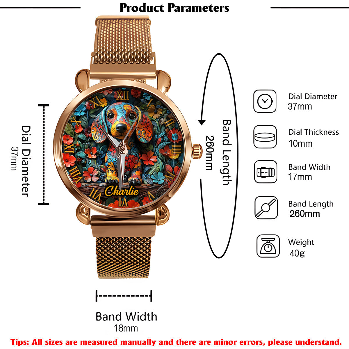 Amoureux des teckels - Montre-bracelet personnalisée pour femme avec un chien 