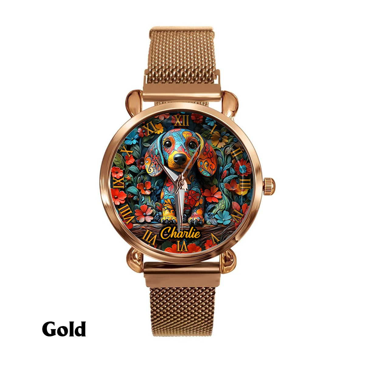 Amoureux des teckels - Montre-bracelet personnalisée pour femme avec un chien 