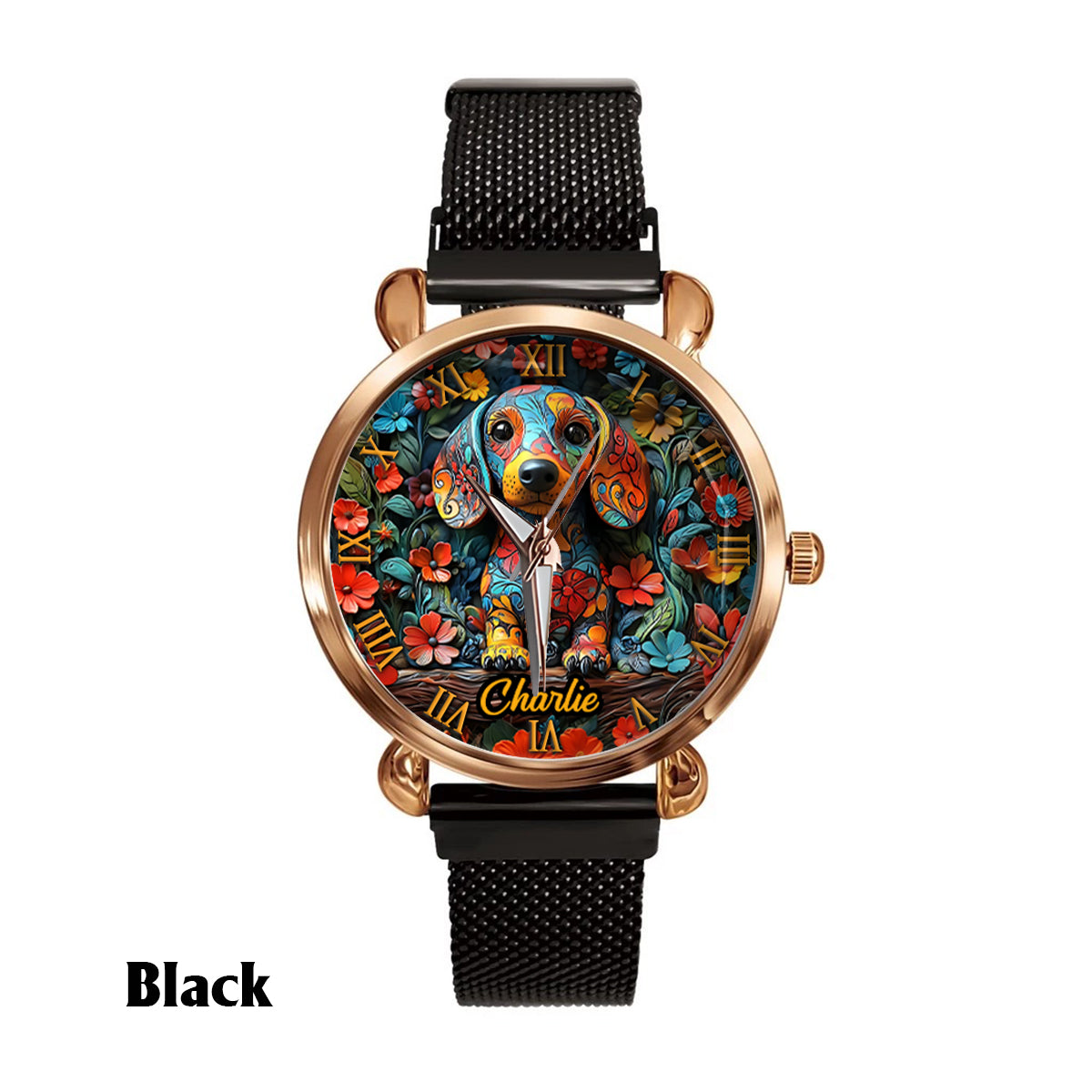 Amoureux des teckels - Montre-bracelet personnalisée pour femme avec un chien 