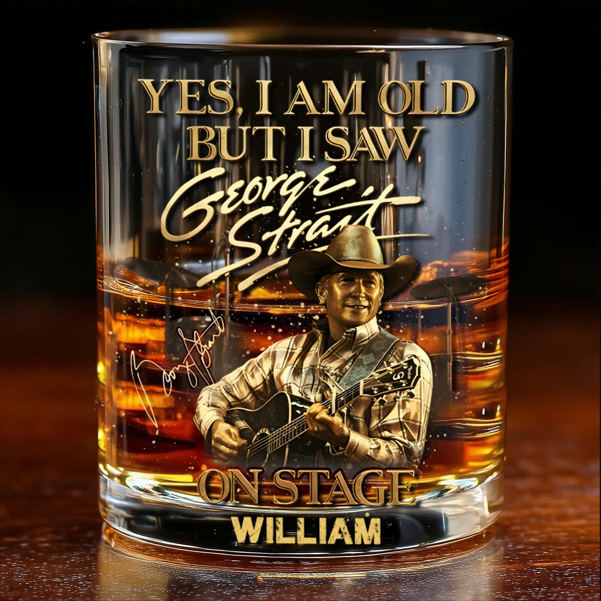 Ja, ich bin alt, aber ich habe es gesehen... Auf der Bühne – Personalisiertes Whiskyglas „King of Country“