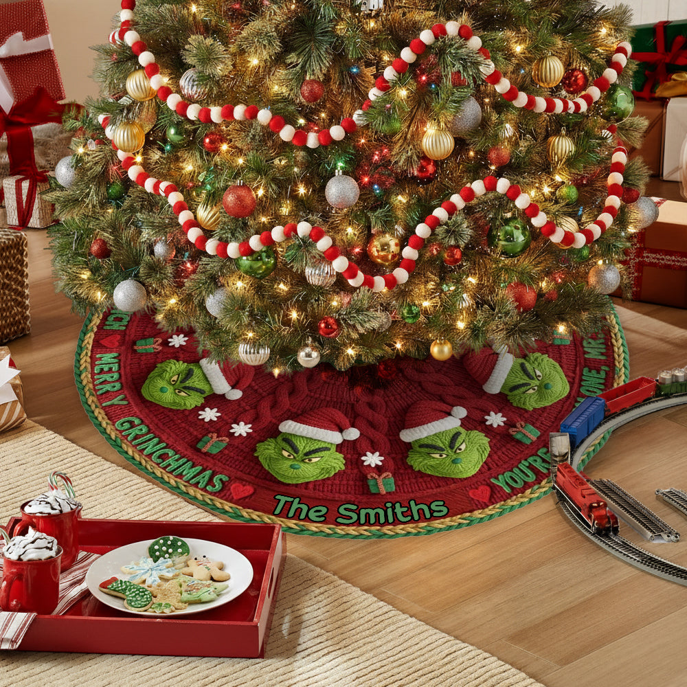 You're Mean One - Personalized Stole Christmas Shaped Tree Skirt
