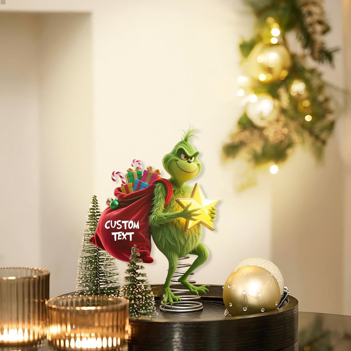 Lustige Weihnachtsbaumspitze - Personalisierte LED-Lichter-Weihnachtsbaumspitze mit Stola