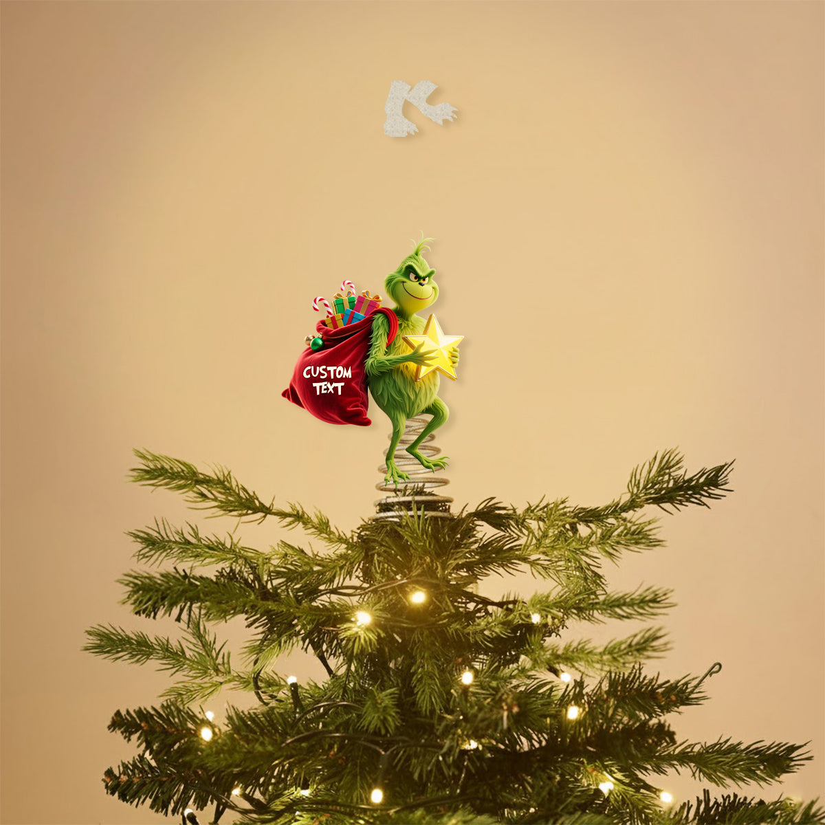 Lustige Weihnachtsbaumspitze - Personalisierte LED-Lichter-Weihnachtsbaumspitze mit Stola