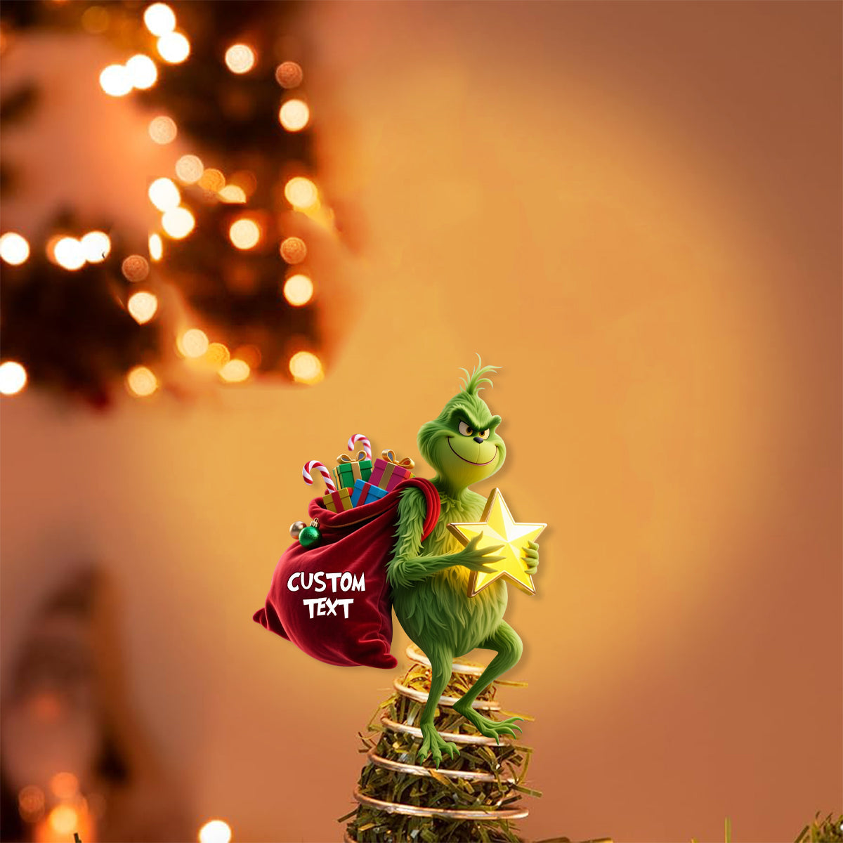 Lustige Weihnachtsbaumspitze - Personalisierte LED-Lichter-Weihnachtsbaumspitze mit Stola