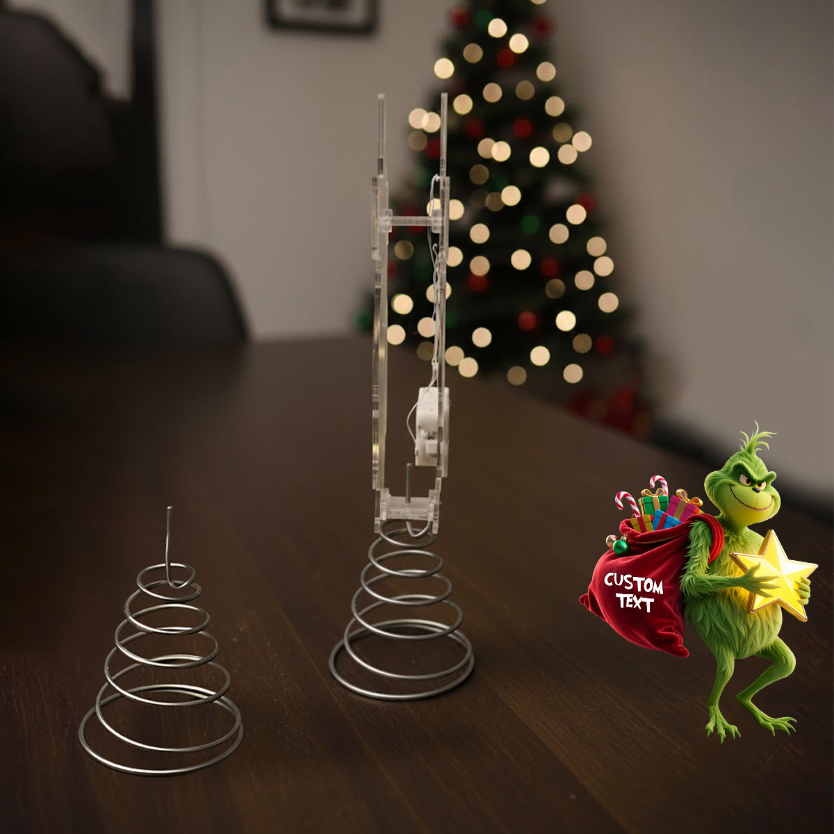 Lustige Weihnachtsbaumspitze - Personalisierte LED-Lichter-Weihnachtsbaumspitze mit Stola