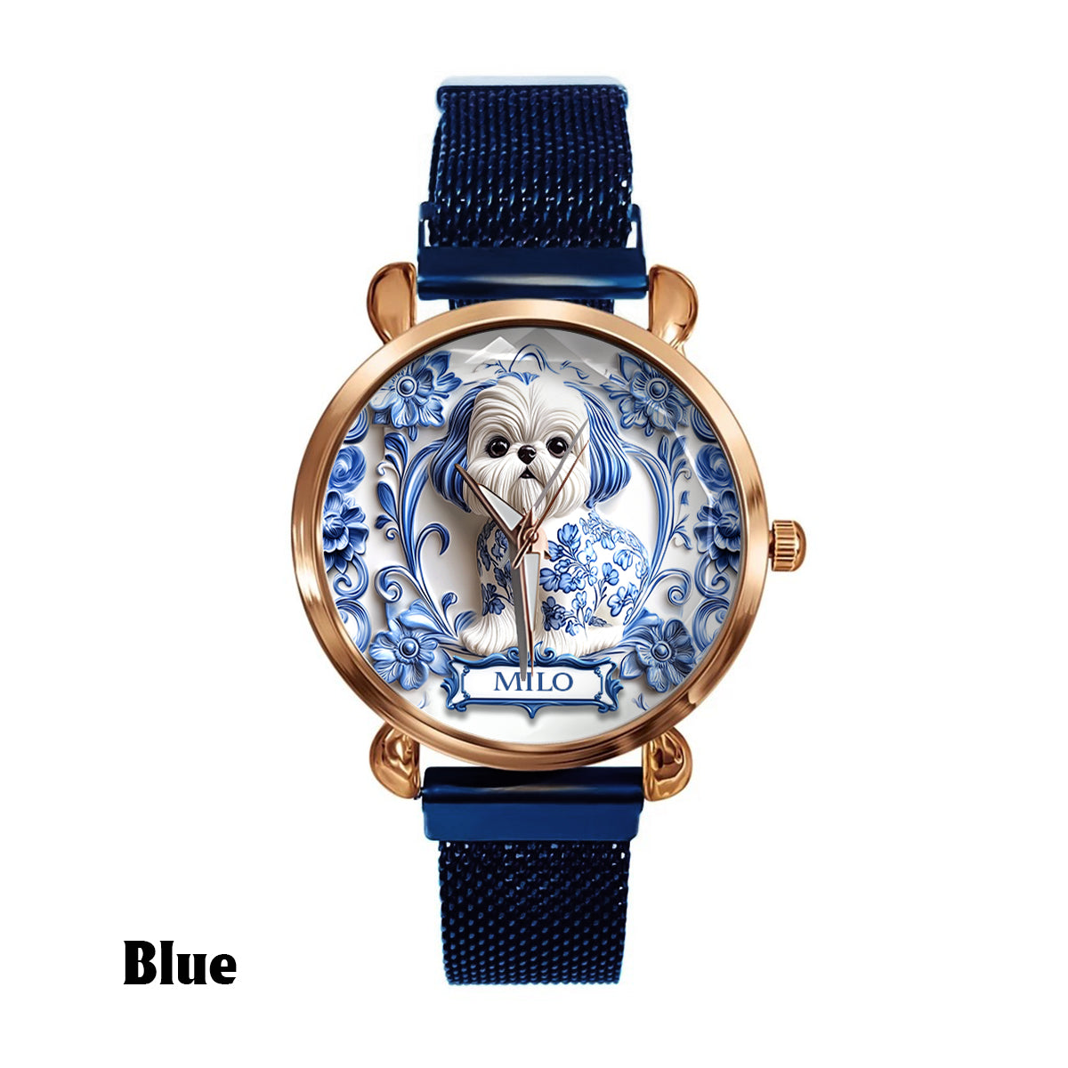 Hundemama - Personalisierte Damen-Handuhr mit Hundemotiv 