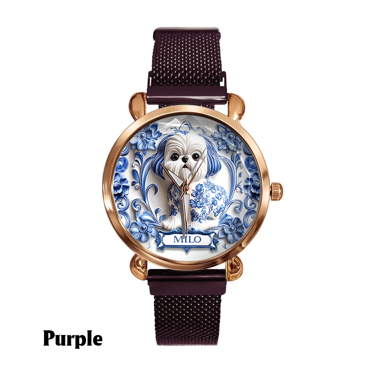 Hundemama - Personalisierte Damen-Handuhr mit Hundemotiv 