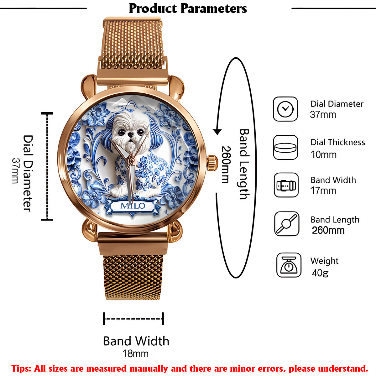 Hundemama - Personalisierte Damen-Handuhr mit Hundemotiv 