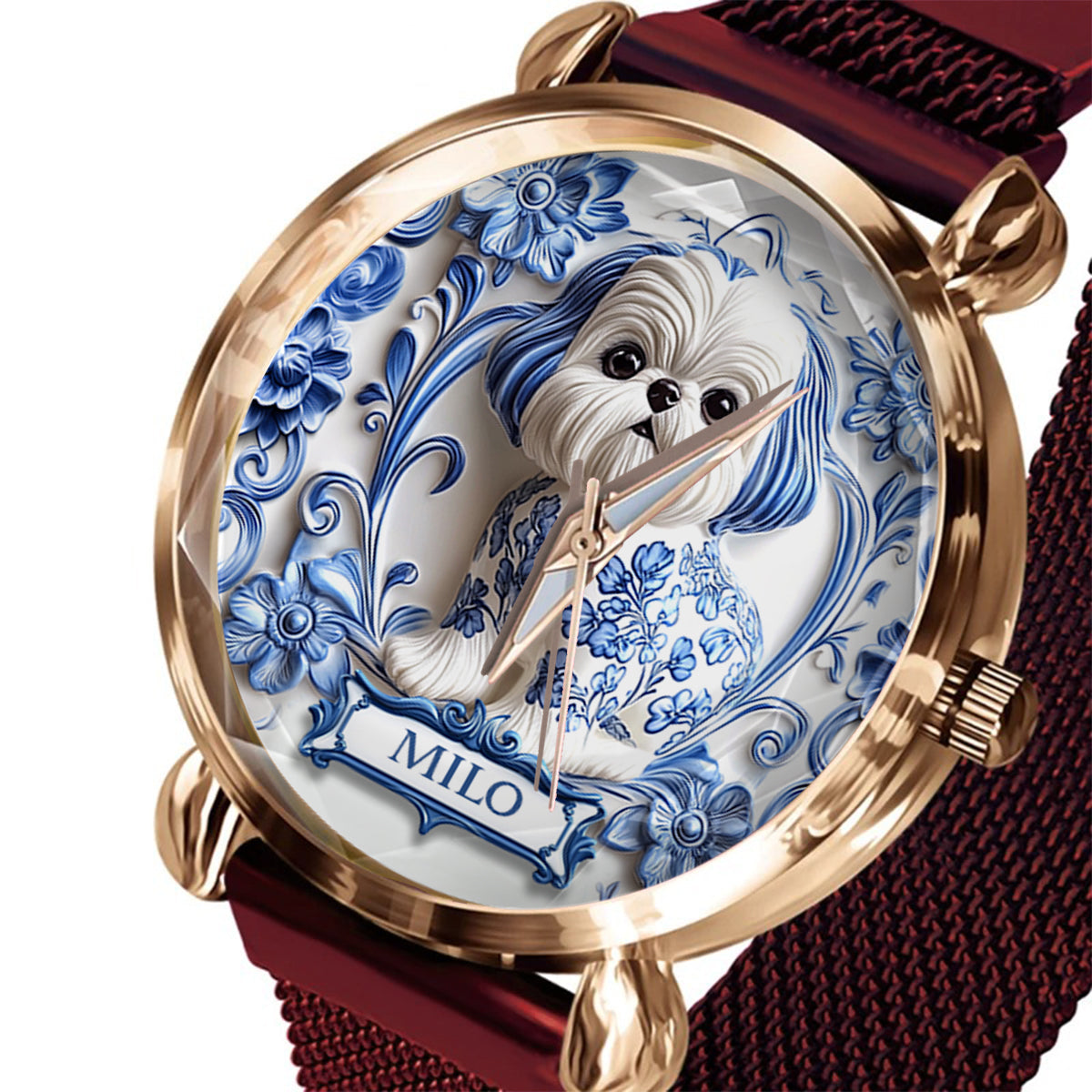 Hundemama - Personalisierte Damen-Handuhr mit Hundemotiv 