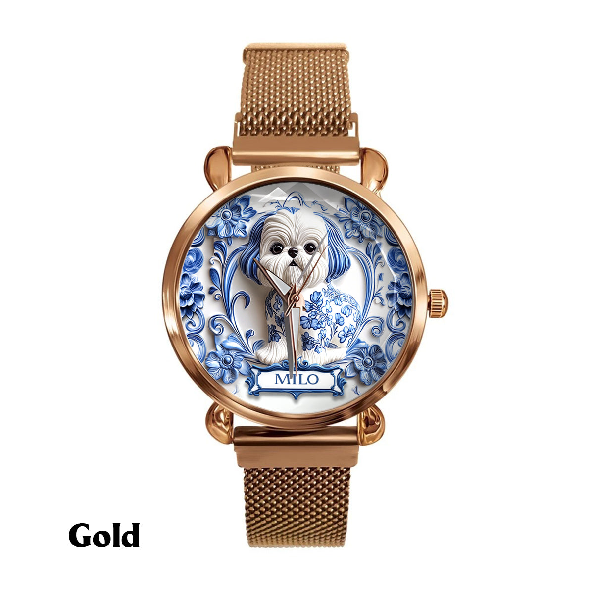 Hundemama - Personalisierte Damen-Handuhr mit Hundemotiv 