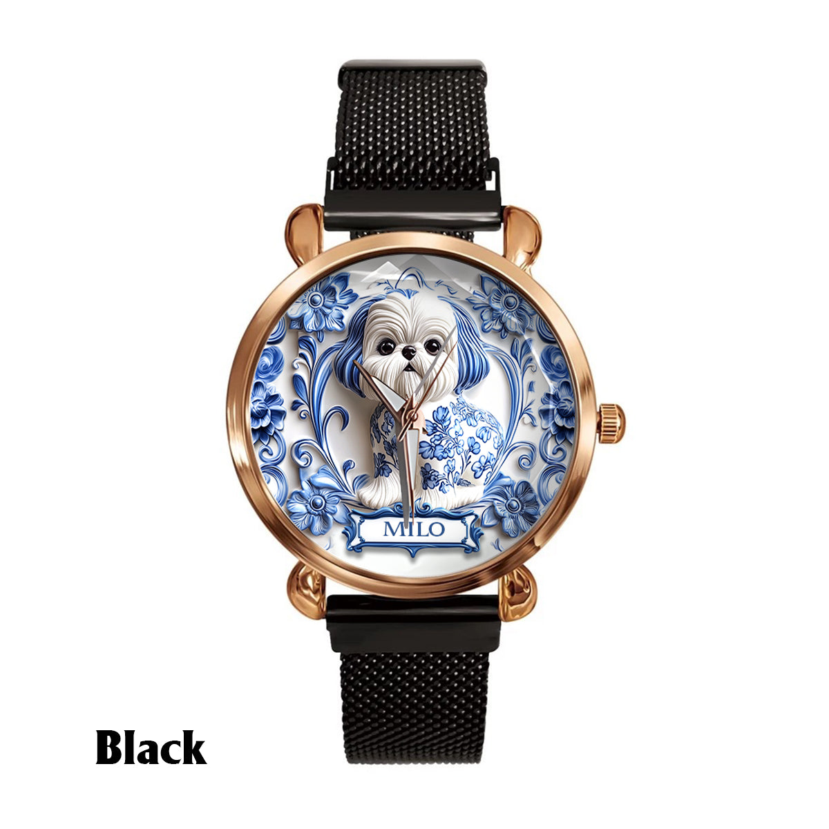 Hundemama - Personalisierte Damen-Handuhr mit Hundemotiv 