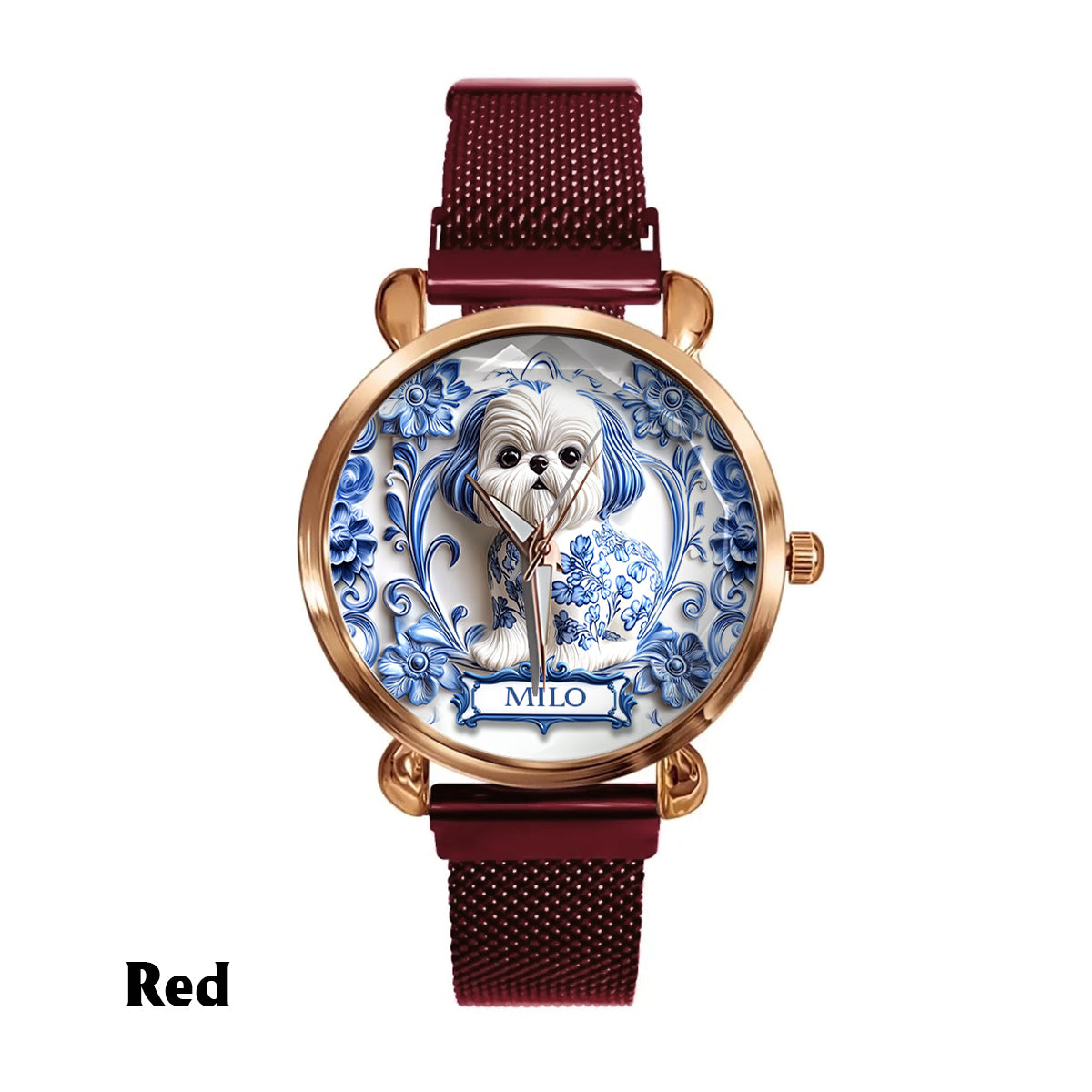 Hundemama - Personalisierte Damen-Handuhr mit Hundemotiv 