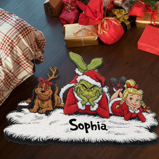 Fröhliche Weihnachten - Personalisierte Stola, rutschfester, getufteter Weihnachtsteppich