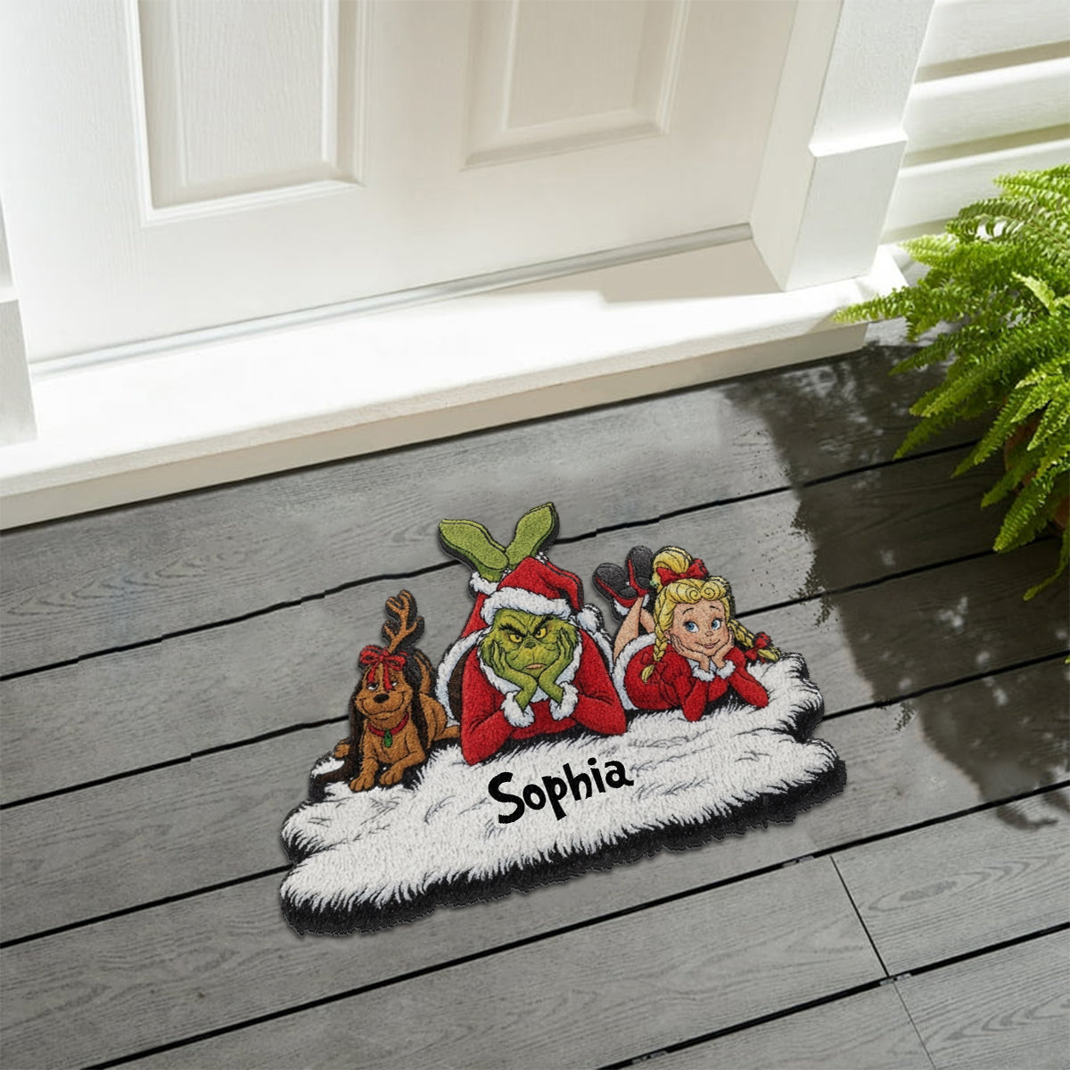 Merry Greenmas - Personalized Stole Christmas Non-Slip Tufted Rug