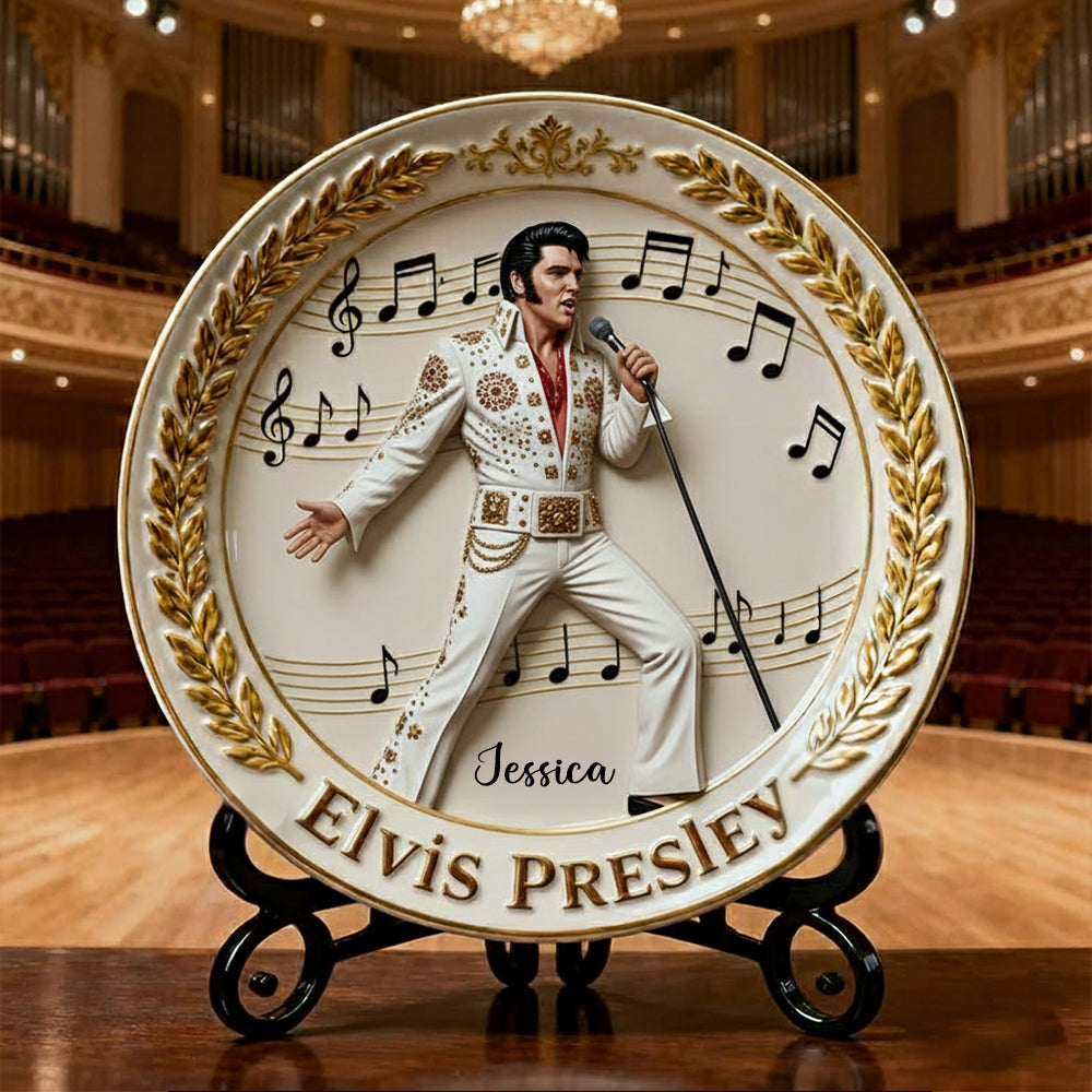 Tomber amoureux de toi - Assiette ronde en céramique personnalisée King of Rock and Roll