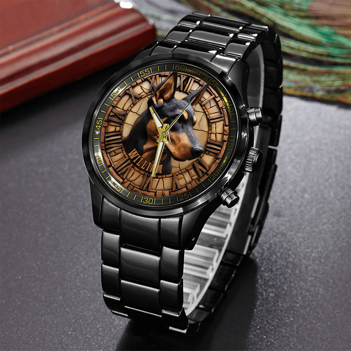 Montre-bracelet personnalisée pour chien Brave Doberman Pinscher
