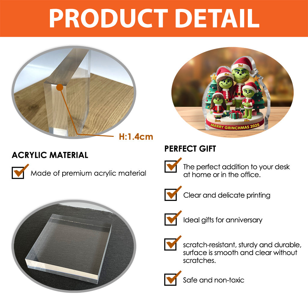 Joyeux Grinchmas - Étole de Noël personnalisée - Plaque acrylique sur mesure