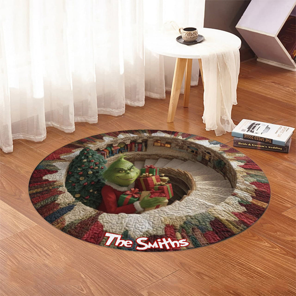 Merry Greenmas - Personalized Stole Christmas Round Rug