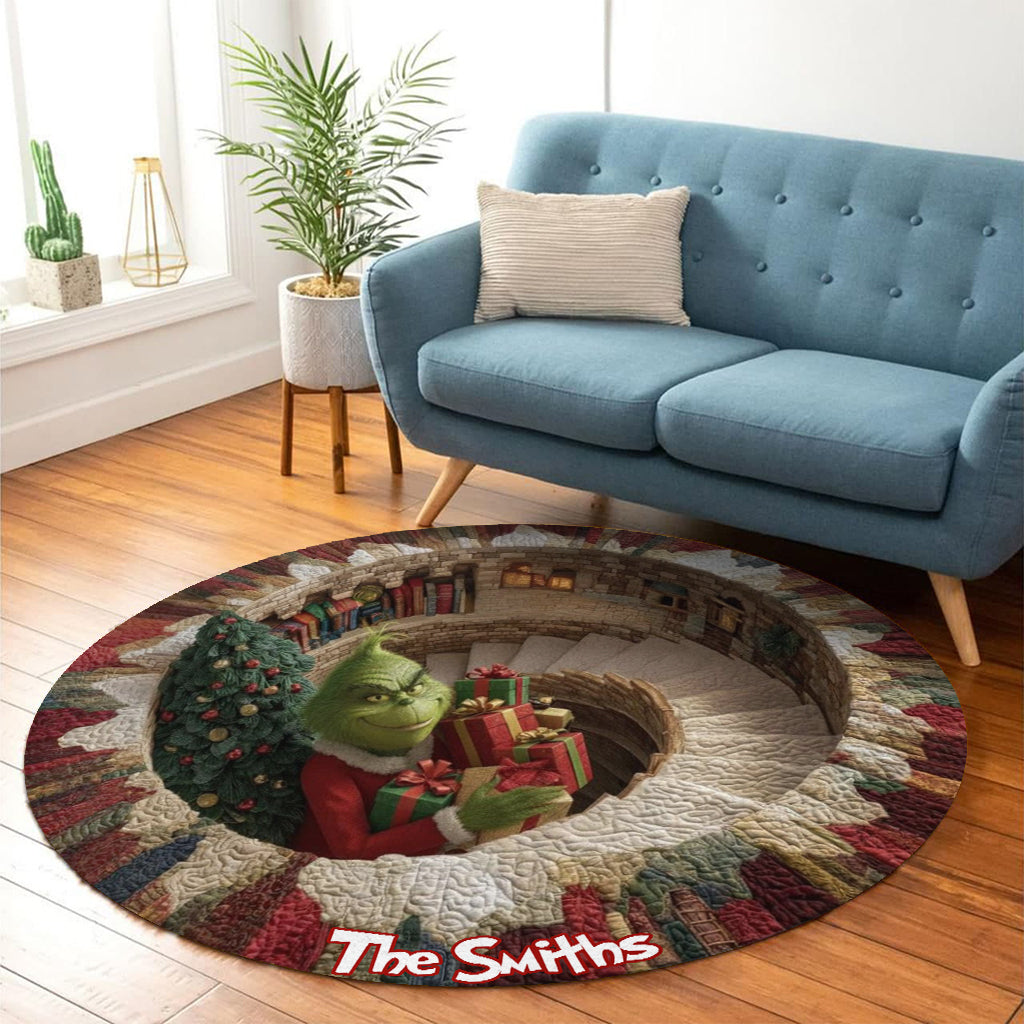 Merry Greenmas - Personalized Stole Christmas Round Rug