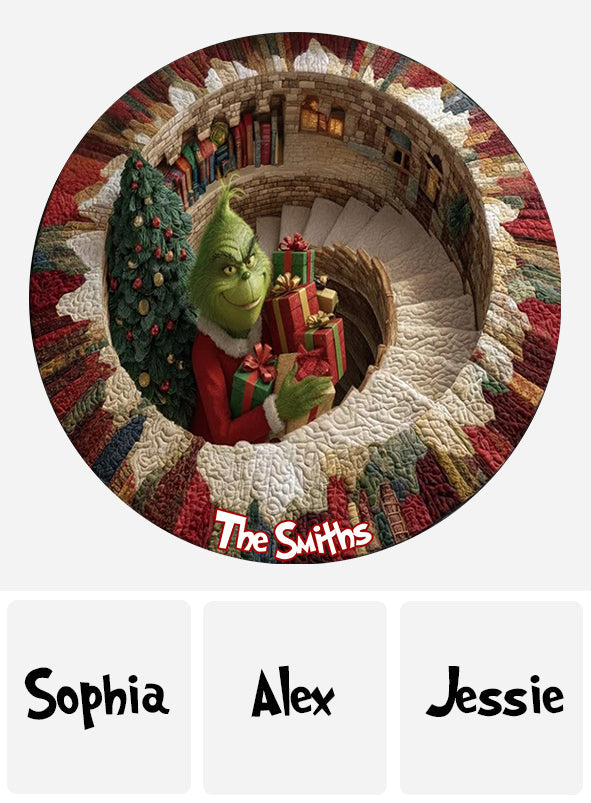 Merry Greenmas - Personalized Stole Christmas Round Rug