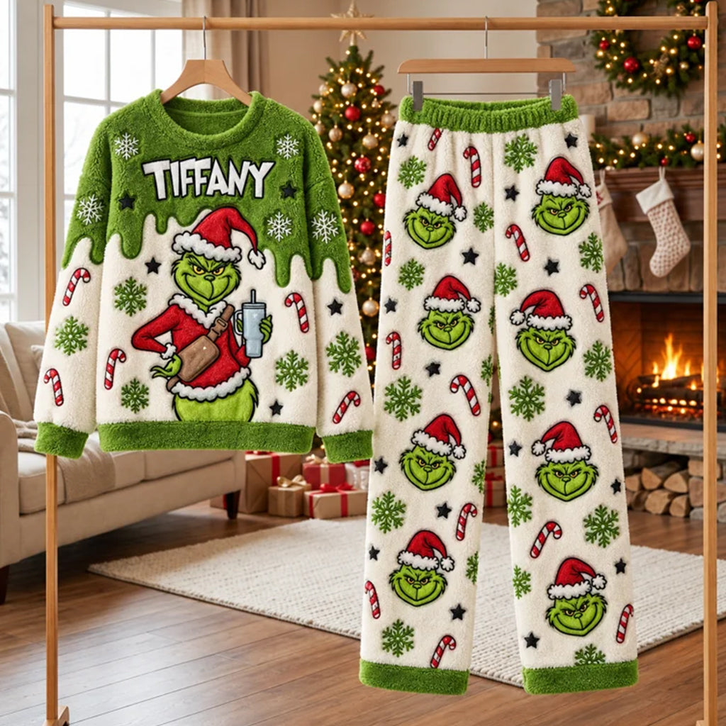Merry Christmas - Personalized Stole Christmas Fleece Lounge Set