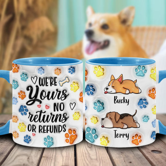 Wir gehören dir – personalisierte Tasse mit Hundemotiv