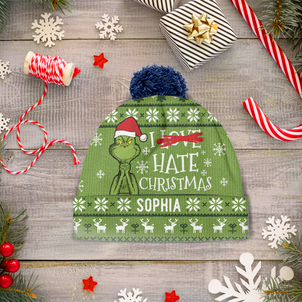 I Hate Christmas Green Monster - Personalized Stole Christmas Beanie Hat