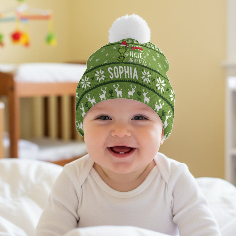 I Hate Christmas Green Monster - Personalized Stole Christmas Beanie Hat