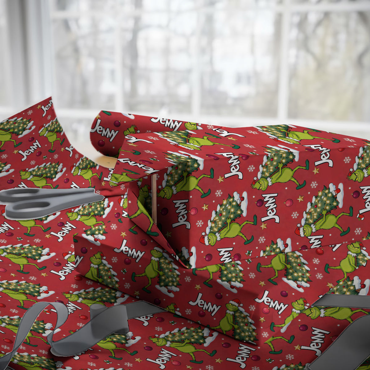 Fröhliche Grinchmas - Personalisierte Stola-Weihnachtsgeschenkpapiere