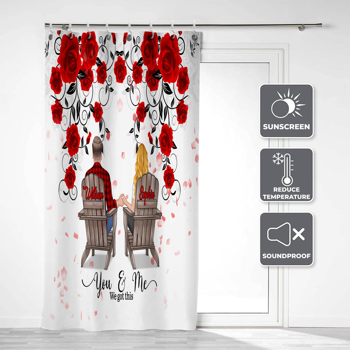 Toi et moi, on gère ! - Ensemble de rideaux occultants personnalisés pour couples