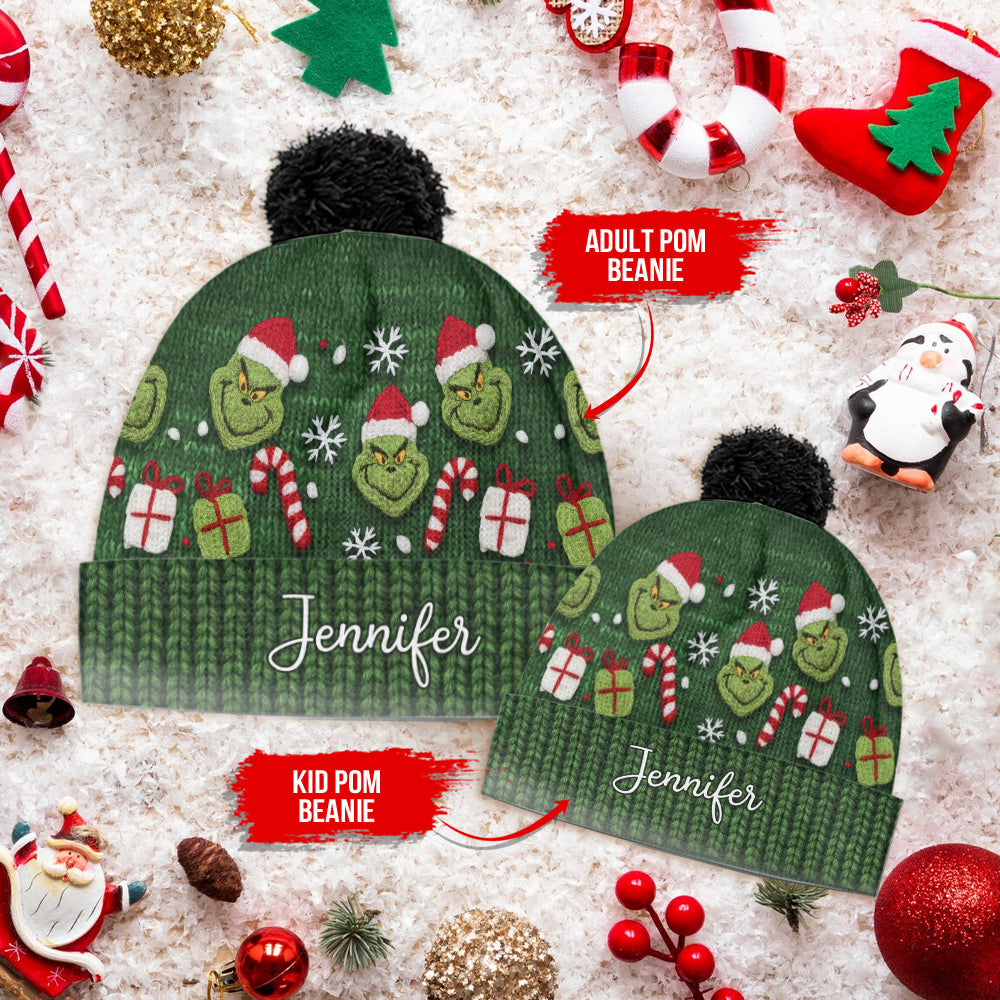 Green Mischief - Bonnet de Noël personnalisé avec étole