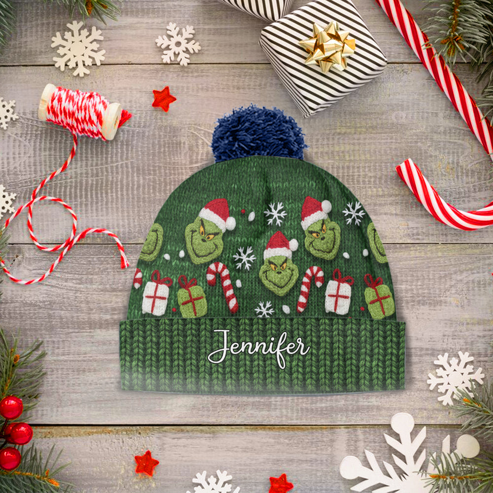 Green Mischief - Bonnet de Noël personnalisé avec étole