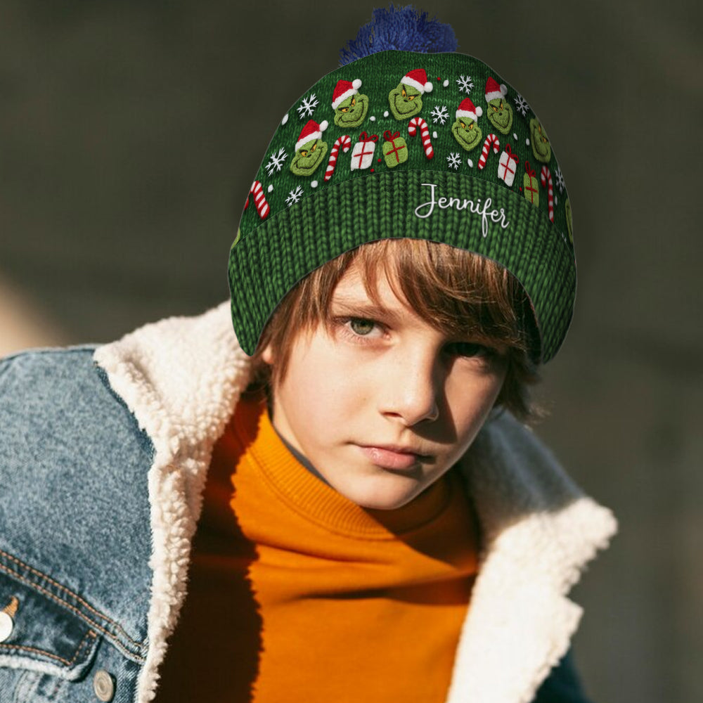 Green Mischief - Bonnet de Noël personnalisé avec étole