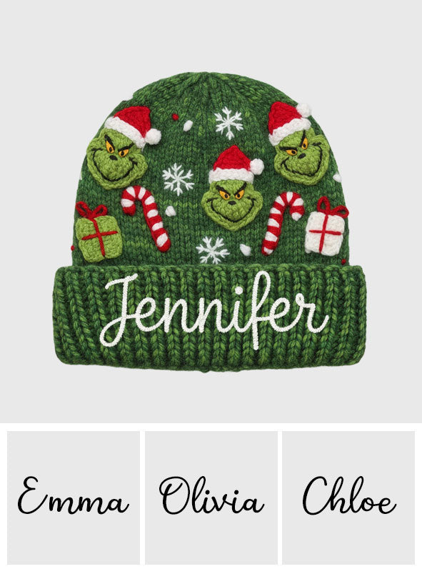 Green Mischief - Bonnet de Noël personnalisé avec étole