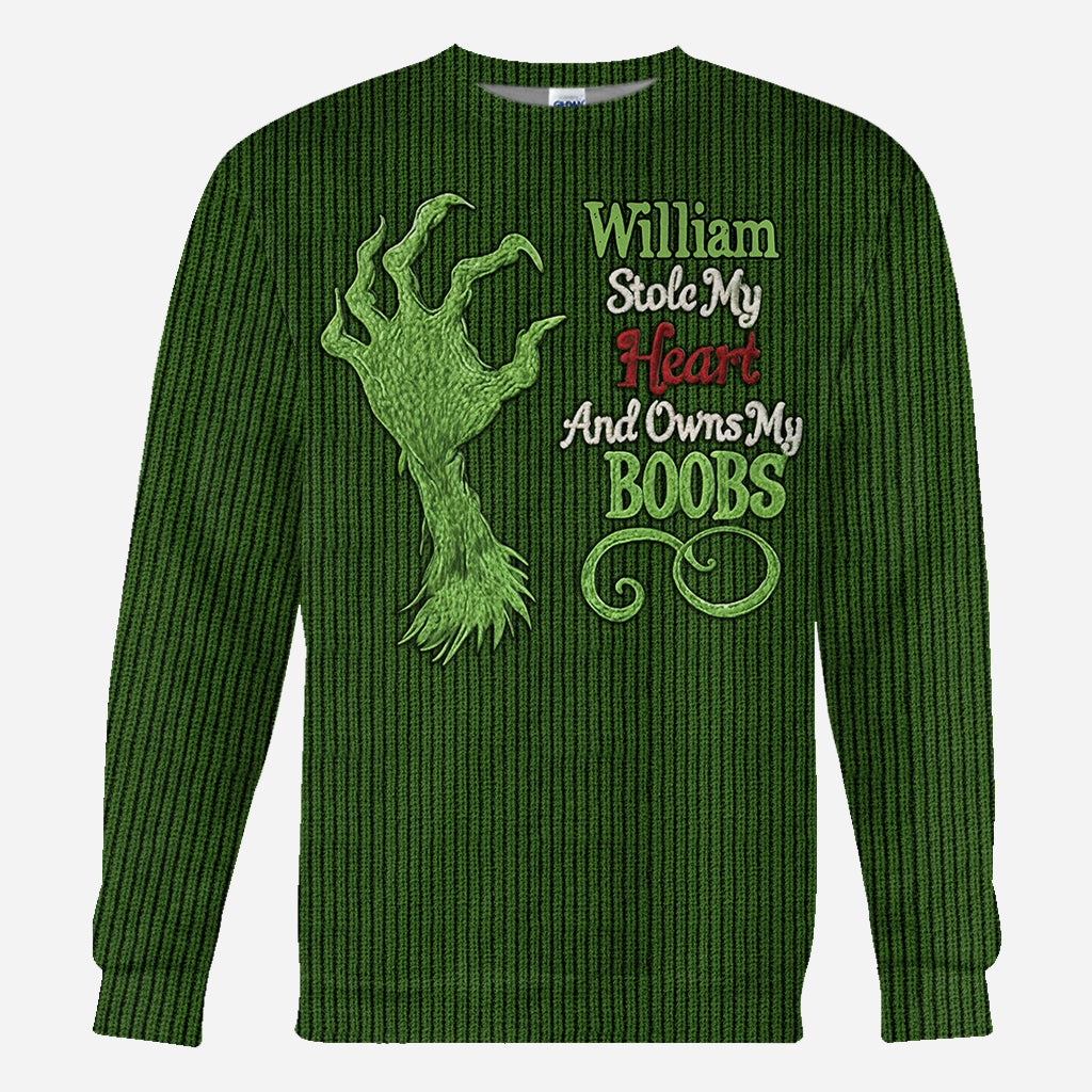 Hat mein Herz gestohlen und besitzt mein - Personalisiertes "Stole Christmas All Over"-Shirt