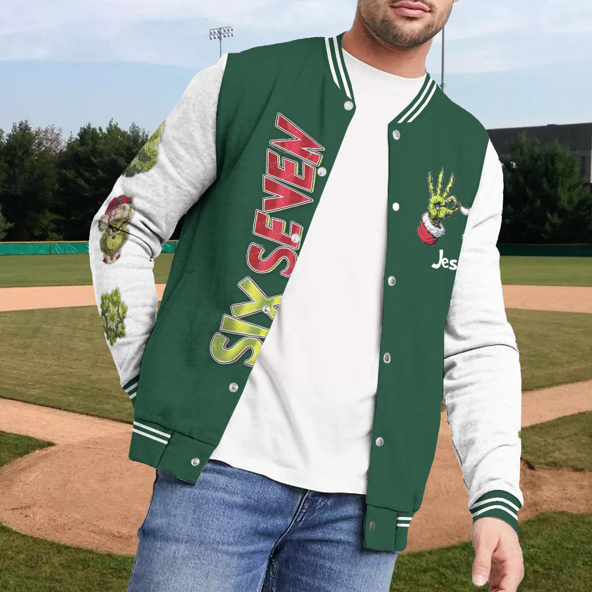Six Seven - Personalized Stole Christmas Varsity Jacket