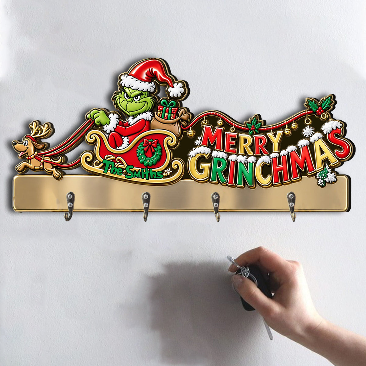 MERRY GRINCHMAS - Personalized Stole Christmas Custom Shaped Hanging Rack