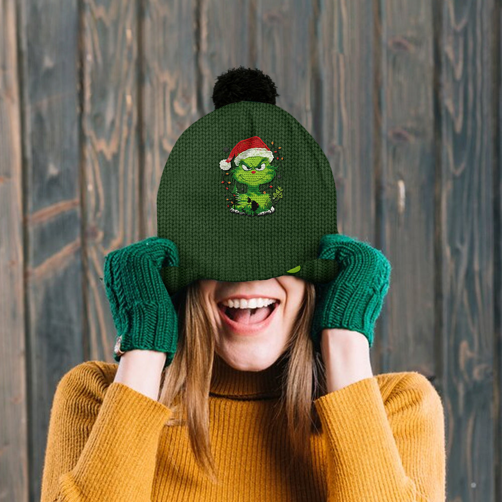Grünes Licht von Grinchmas – Personalisierte Weihnachtsmütze mit Stola